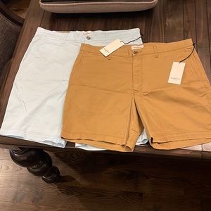 2 mens new w/tags Goodfellow & Co shorts. Size 36 Blue 10.5” lengthTan 7”
